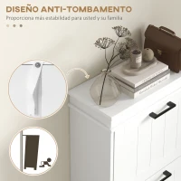 HOMCOM Zapatero Estrecho con 3 Puertas Abatibles Estantes Ajustables para 15 Pares de Zapatos Blanco(m-7)