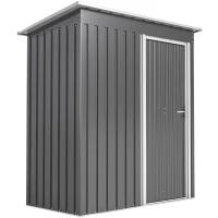 Outsunny Capanno Attrezzi con Tetto Inclinato e Porta Scorrevole, in Acciaio e PP, 163x89x182 cm, Grigio Chiaro(m-1)