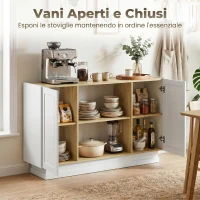 HOMCOM Credenza da 133 cm con 2 Ripiani Aperti e 2 Armadietti(m-4)