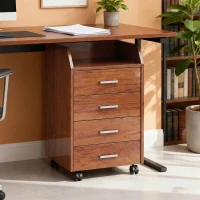 Vinsetto Cajonera de Escritorio con Ruedas Cajonera de Oficina con 4 Cajones Archivador Móvil para Estudio 40x36x65 cm Marrón(m-8)