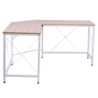 HOMCOM Escritorio Esquinero Moderno con Marco de Acero Carga 70 kg para Oficina Hogar Estudio 150x150x76 cm Roble(m-10)