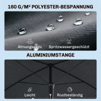 Outsunny Sonnenschirm Strandschirm Gartenschirm Schirm Balkonschirm Sonnenschutz knickbar Grau(m-4)