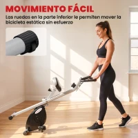 SPORTNOW Bicicleta Estática Plegable 8 Niveles Resistencia Magnética Monitor LCD Asiento Ajustable Sensor Ritmo Soporte Teléfono(m-7)