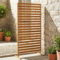 Outsunny Brise-vue Bois à Lamelles Claustra Paravent Extérieur Autoportant pour Jardin Terrasse 80x40x170cm Marron(m-2)