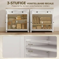 HOMCOM Sideboard Küchenschrank mit Schublade, Doppeltür, Verstellbarer Einlegeboden, für Wohnzimmer, 78,5 x 35 x 80 cm Weiß(m-5)