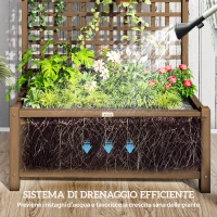 Outsunny Fioriera da Giardino con Traliccio per Piante Rampicanti in Legno di Abete, 90x45x183 cm, Marrone(m-6)