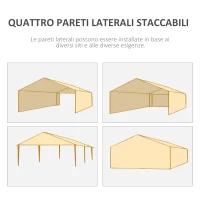 Outsunny Gazebo Tendone per Feste 6x3m con Pareti Laterali Rimovibili, Porte e Finestre, Bianco(m-5)