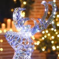 Outsunny Renne et traîneau lumineux de Noël avec 170 LED blanc chaud, décoration de Noël pour intérieur et extérieur, 60x29x115cm(m-9)