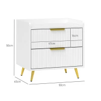 HOMCOM Elegant Two-Drawer Bedside Table Set of 2 - White(m-3)