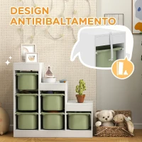 AIYAPLAY Scaffale Portagiochi a 3 Livelli con 6 Contenitori per Bambini da 3-8 Anni, 96x38.5x90cm, Verde(m-6)