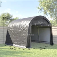 Outsunny Lagerzelt für den Garten, stabiler Stahlrahmen, große Türen, 3x3m, Grau(m-3)