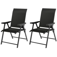 Outsunny Set of Two Folding Outdoor Chairs - Black(m-11)