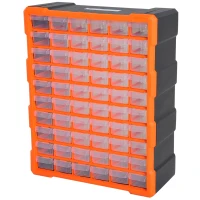 DURHAND 60 Drawers Parts Organiser Wall Mount Storage Cabinet Garage Small Nuts Bolts Tools Clear Orange(m-10)
