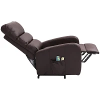Power Lift Recliner Massage Chair with Heat & Vibration, Heavy Duty Safety Motion, Side Pockets, Remote Control, 73x91x109 cm, Brown(m-13)