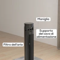 HOMCOM Ventilatore a Torre 45W a 4 Modalità e 3 Velocità con Timer da 12h, in ABS, Ø31.5x93 cm, Nero(m-8)