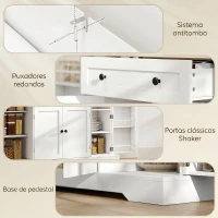 HOMCOM Aparador de Cozinha com Gaveta, Prateleiras nas Portas Prateleiras Ajustáveis Bar de Café 138x40x83,5 cm Branco(m-8)