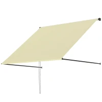 Outsunny Store banne manuel auvent rétractable Inclinaison réglable 150 x 116 cm protection UV aluminium polyester crème(m-13)