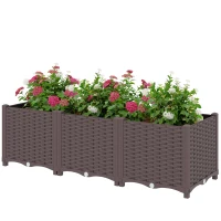 Outsunny Plastic Raised Garden Bed with Legs, Self Watering Elevated Planter Boxes with Drainage Holes and Plugs(m-11)