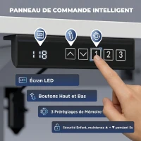 HOMCOM Bureau Assis Debout Électrique 120 x 60 cm, Mémoire 3 Hauteurs, Sécurité Enfant et Anti-Collision, pour Travail, Blanc(m-5)