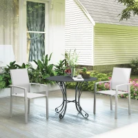 Outsunny Set 2 Sedie da Giardino Impilabili con Seduta Traspirante, in Acciaio e Textilene, 56x58x89 cm, Grigio Chiaro(m-9)