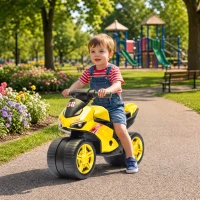 AIYAPLAY Moto per Bambini Balance Bike Senza Pedali con Musica, Età 18 Mesi - 3 Anni, Giallo(m-8)