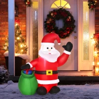 HOMCOM Babbo Natale Gonfiabile luminoso a LED in Poliestere 70 x 45 x 120cm con Ventilatore Rosso(m-10)