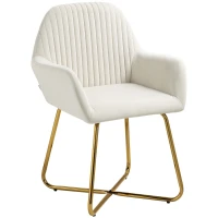 HOMCOM Modern Arm Chair Upholstered Accent Chair with Metal Base for Living Room Cream White(m-1)