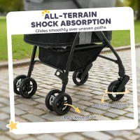 PawHut Pet Stroller, Foldable Dog Cat Stroller with Detachable Carrier, Wheels, Storage Basket, Secure Leash(m-6)