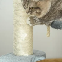 PawHut Albero Tiragraffi per Gatti a 3 Livelli con Piattaforme, Lettino e Pali in Sisal, Torre per Gatti con Rivestimento in Peluche, Ø40x65 cm, Grigio(m-9)