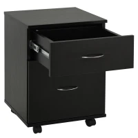 HOMCOM Cassettiera Ufficio e Casa 2 Cassetti e Ruote con Freno in Legno Nero(m-8)