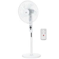 HOMCOM Ventilateur sur pied puissant 45 W réglable en hauteur 110-124 cm, télécommande, 3 vitesses, oscillation et minuterie(m-11)