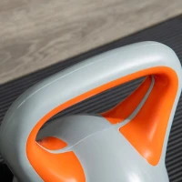 SPORTNOW Kettlebell 8kg in PU e Sabbia con Base Piatta e Impugnatura per Stacchi, Squat e Sollevamenti, 20x14x24 cm, Arancione(m-9)