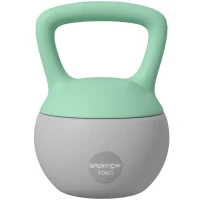 SPORTNOW Kettlebell 10kg Haltère avec Poignée Antidérapante pour Fitness Musculation Cardio, Gris et Vert(m-12)