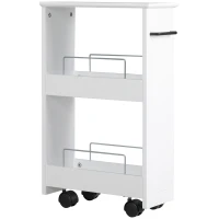kleankin Carrello Salvaspazio Multiuso in Legno MDF e Ruote, 42.5x20.3x66.7cm, Bianco(m-1)
