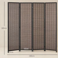 HOMCOM Paravent en bois séparateur de pièce closion de séparation pliable 4 panneaux 180 x 180 cm marron(m-3)