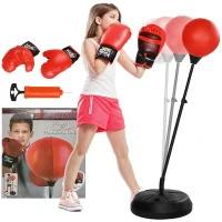 HOMCOM Punching Ball pentru Copii 5-10 Ani cu Mănuși și Înălțime Reglabilă, Roșu(m-7)