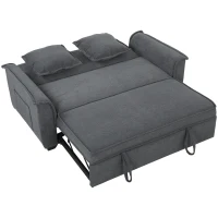 HOMCOM 3 in 1 Divano Letto 2 Posti con Schienale Regolabile in 3 Posizioni e 2 Cuscini, in Ciniglia, Grigio Scuro(m-1)