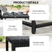 Outsunny Outdoor Coffee Table Side Table with Rectangular Shape Frame for Patio, Balcony, Black(m-6)