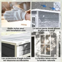 Outsunny Abri de jardin 1,14 m² pour outils - porte verrouillable, aération et fenêtre - dim. 151L x 92l x 193H cm  - plastique, gris(m-7)