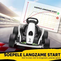 HOMCOM 24 V Elektrische Go-Kart voor Kinderen Tot 13 km/h Gokart met Driftfunctie, Drift-Kart met 2 motoren voor 8–12 jaar Wit(m-7)