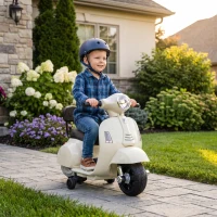 AIYAPLAY Elektrische kindermotor Mini Vespa GTS 6V met lithiumaccu, ergonomische zitting en rugleuning, 1,5-3 jaar(m-10)