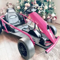 HOMCOM 24 V Elektrisch Go-Kart voor Kinderen tot 13 km/u Gokart met Driftfunctie, Drift-Kart met 2 Motoren voor 8–12 Jaar Roze(m-11)