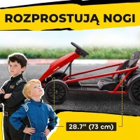 HOMCOM 24 V elektryczny gokart dla dzieci do 13 km/h z funkcją driftu, 2 silniki, dla 8–12 lat, czerwony(m-6)