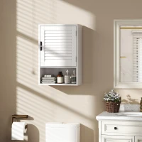 HOMCOM Badkamerkast Hangkast Wandkast met 1 deur, verstelbare planken 40 x 20 x 60 cm Wit(m-2)