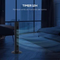 HOMCOM Ventilatore a Torre 45W a 4 Modalità e 3 Velocità con Timer da 12h, in ABS, Ø31.5x93 cm, Nero(m-7)