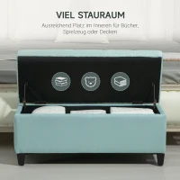 HOMCOM Sitzbank, Polsterbank mit Stauraum, leinenartiges Polyester, Kautschukholz, 100 x 40 x 44 cm, Grün(m-4)