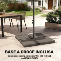 Outsunny Ombrellone da Giardino Decentrato con Base a Croce e Apertura a Manovella, 294x193cm, Beige(m-7)