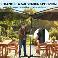 Outsunny Ombrellone a Sbalzo 3x3 m con Tettuccio Regolabile, Base a Croce e Prese d'Aria, in Metallo e Poliestere, Nero(m-6)