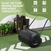 DURHAND 38L Garden Lawn Roller, Water Sand Filled Outdoor Grass Roller, Heavy Duty Metal Lawn Push Rolling Tool Aerator for Grass Seeding, Soil Levelling, Black(m-5)