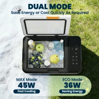 Outsunny 30L Compressor Car Fridge Freezer, Camping Refrigerator with App Control, 12/24V DC and 100-240V AC, Black(m-5)